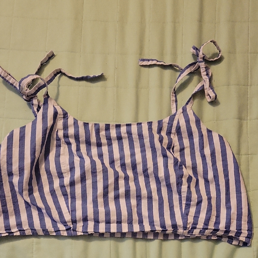 Old Navy Blue and White Striped Tank Top